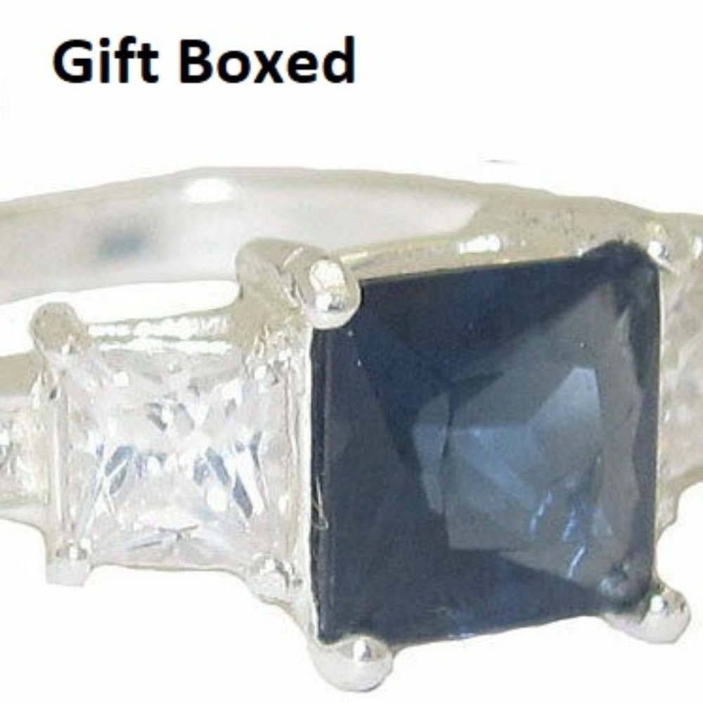 sterling silver ring large square cut stone NWT